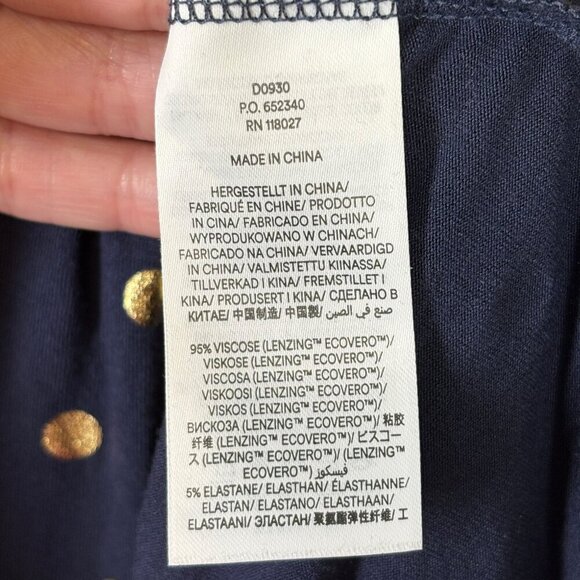 Boden Navy Blue & Gold Polka Dot Midi Dress with Pockets Women's US 4 Petite - Picture 8 of 9